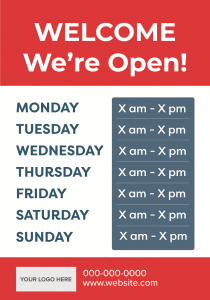 Open and Hours Signage