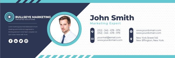 Email signature that is creatively designed with a picture of the person and their contact information
