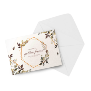 Cream colored cardstock with an envelope.